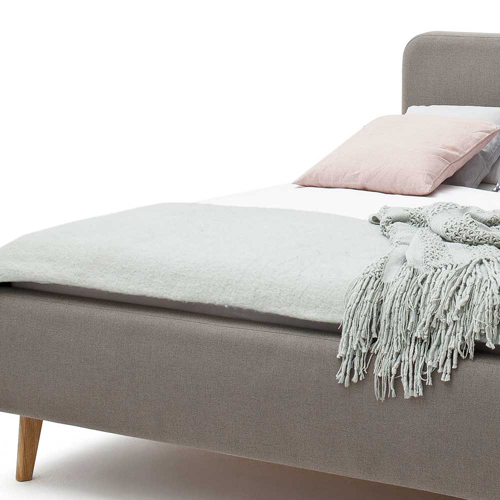 Modernes Stoff Doppelbett in Taupe - Vivien