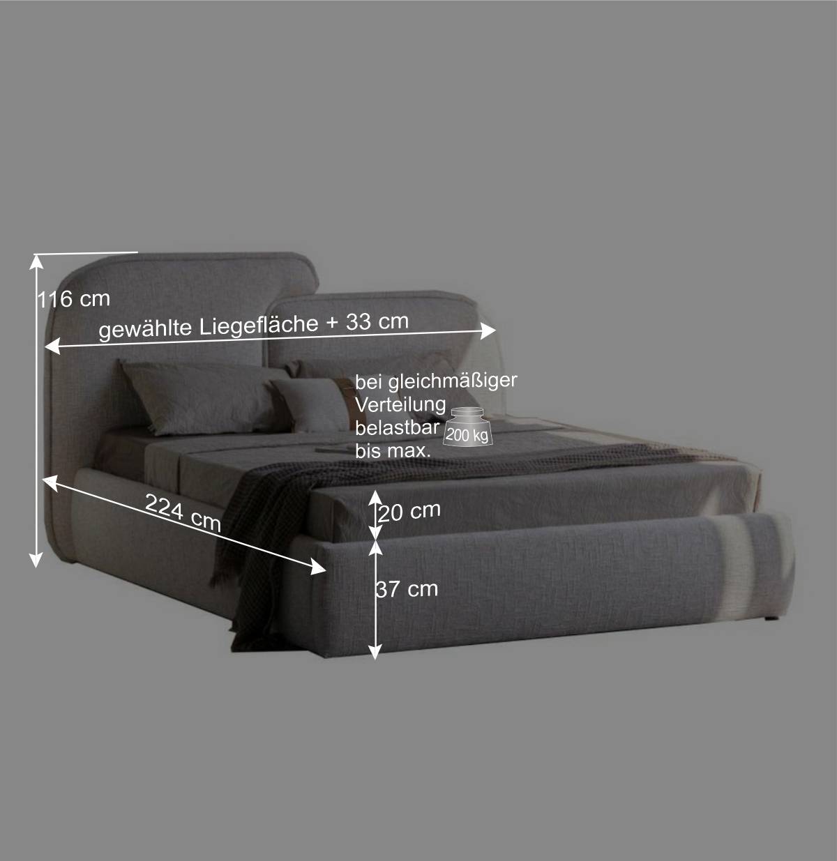 Design Polsterbett komplett ausgestattet - Lyaneza