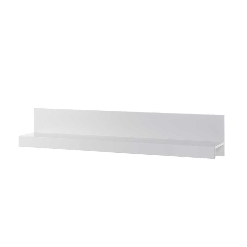 280cm breite Schrankwand in Weiß Hochglanz Yulis optional mit LED (vierteilig)