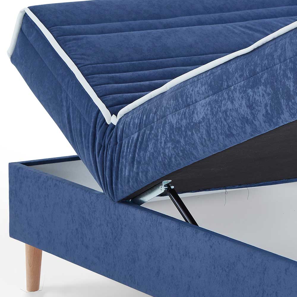 Verstellbare Daybed Polsterliege in Blau Samt - Blackbird