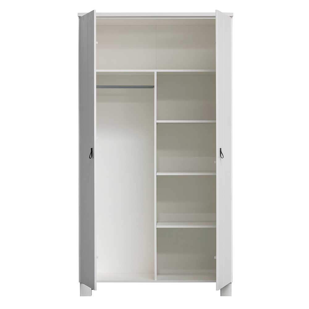 Rustikal-moderner Kleiderschrank in Weiß Kiefer - Zanyorita