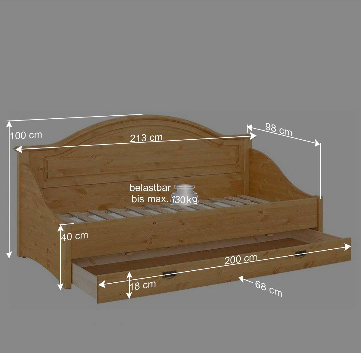 Kojen Design Landhausbett aus Kiefer Natur - Vocoja