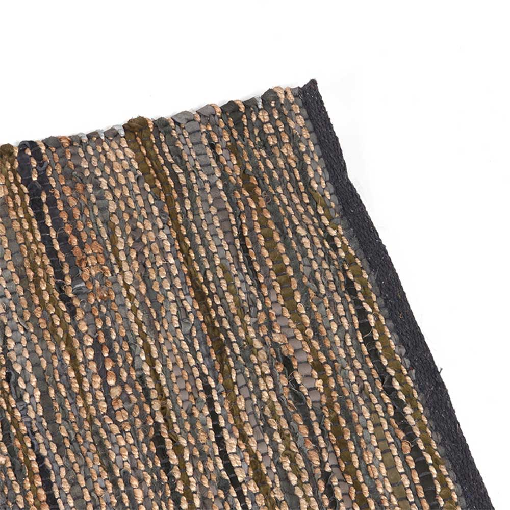 Handgefertigter Teppich aus Jute und Leder Resten - Janton