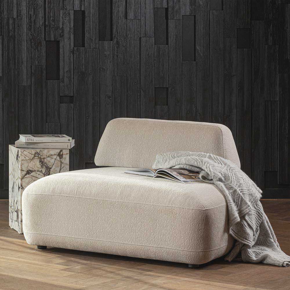Skandi Designsessel in Beige Strukturstoff - Samuele