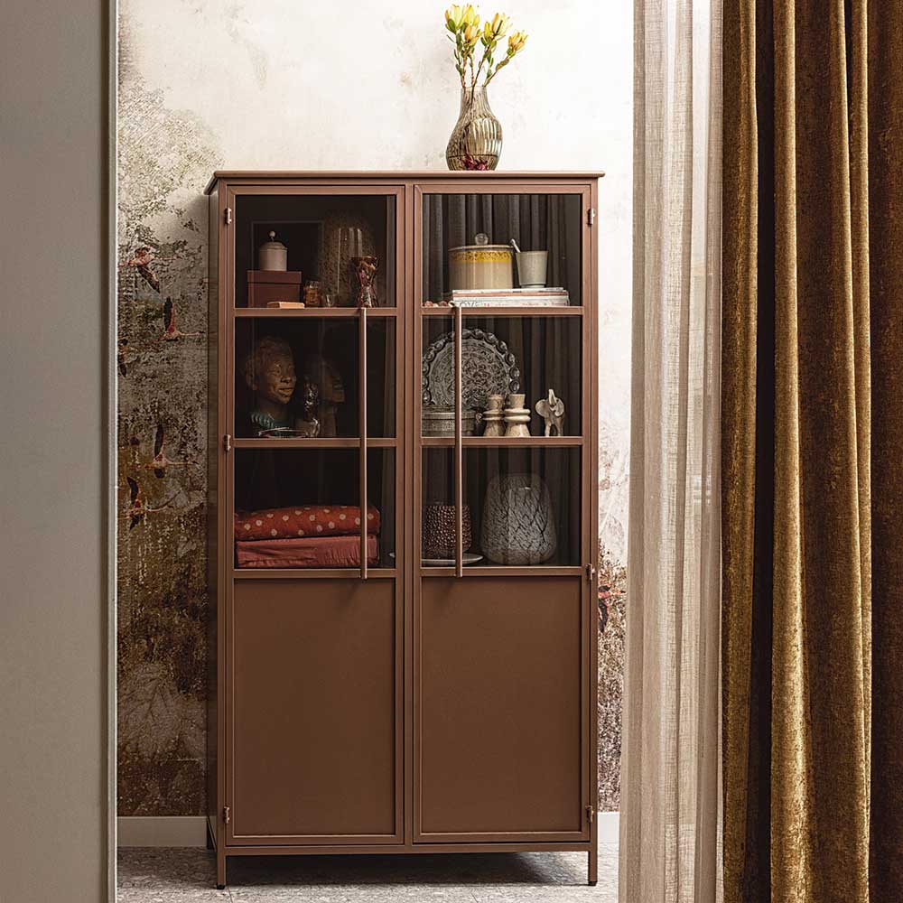 Metall Vitrine in Braun - Dora