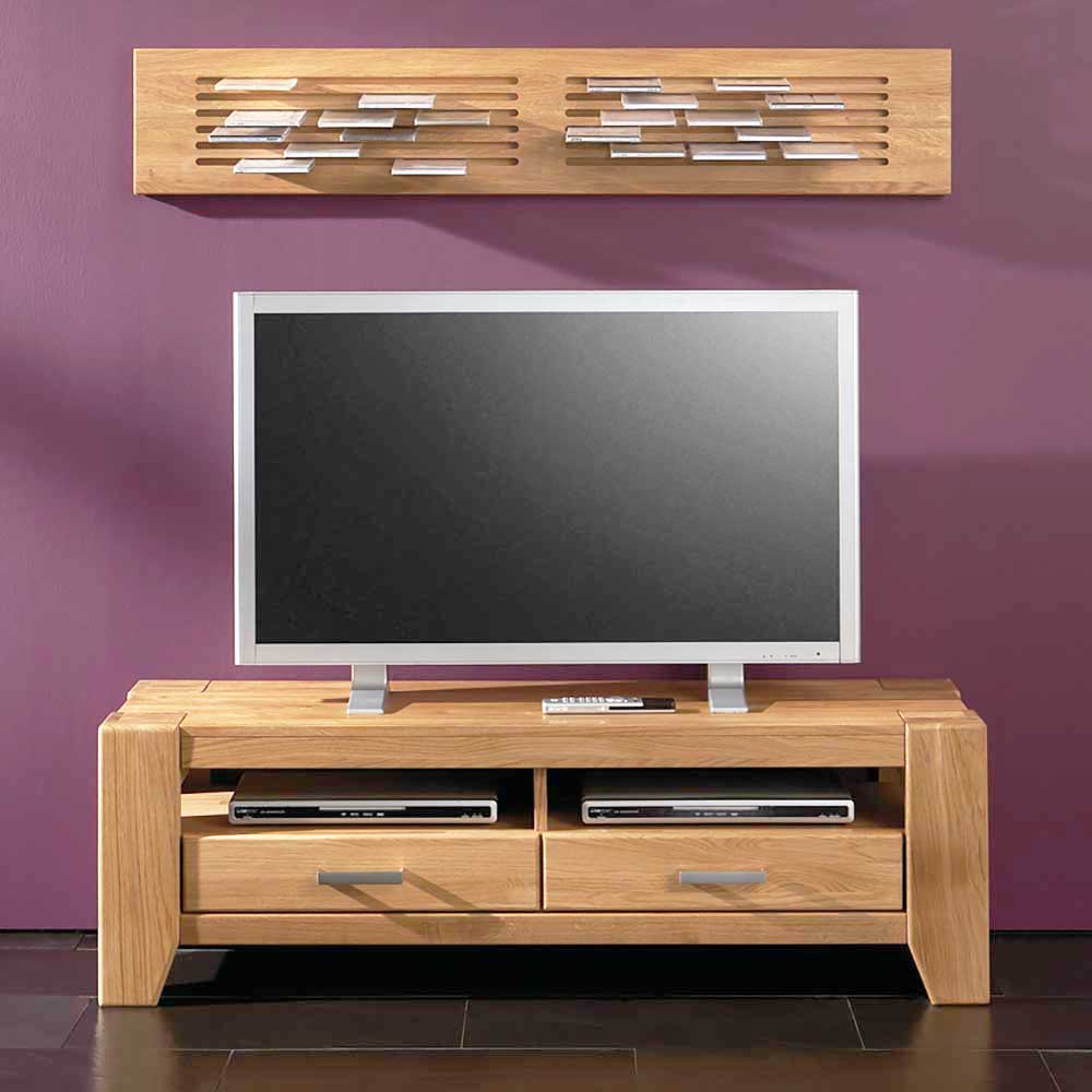 Wildeiche TV Lowboard mit zwei Schubladen - Miarizia