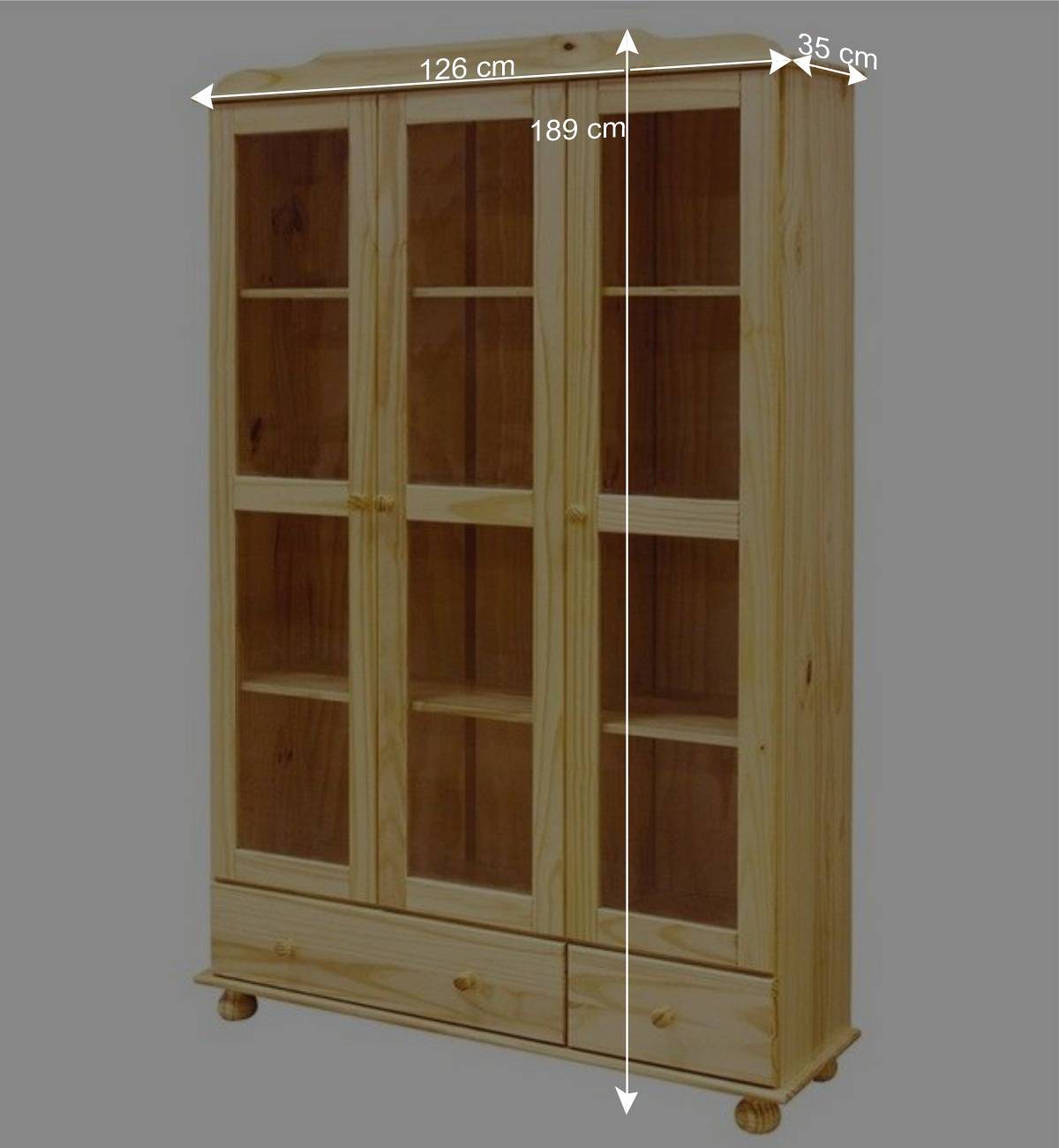 Landhaus Vitrine mit drei Türen - Kascanu