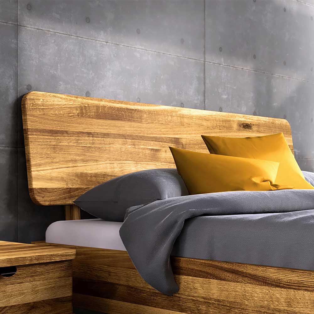 Wildeiche Bett mit Holzkopfteil - Casarius