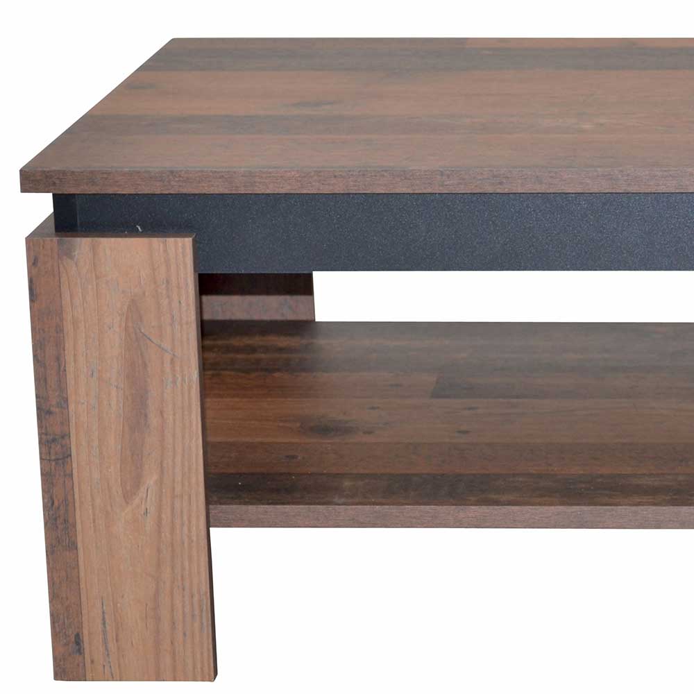 Couchtisch in Holzoptik Antik & Schwarz - Jimy