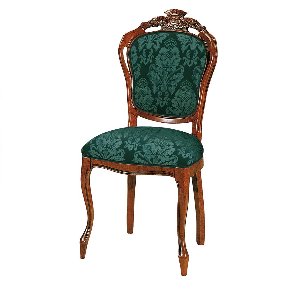 Esszimmerstuhl in Dunkelgrün Ornamentmuster - Vennezo