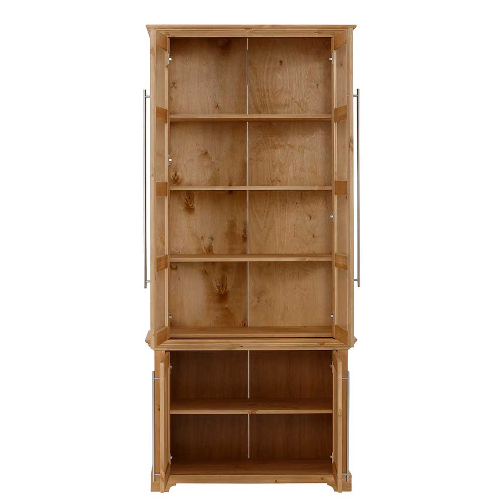 94x210x39 Kiefernholz Vitrine - Landhaus modern - Noellisa