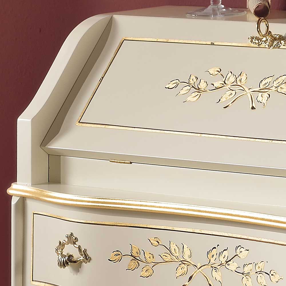 75x88x35 Barock Sekretär in Weiß & Gold - Iviada