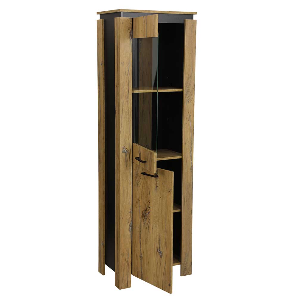 60x190x38 Vitrinenschrank in Zinneiche NB - Traudarian