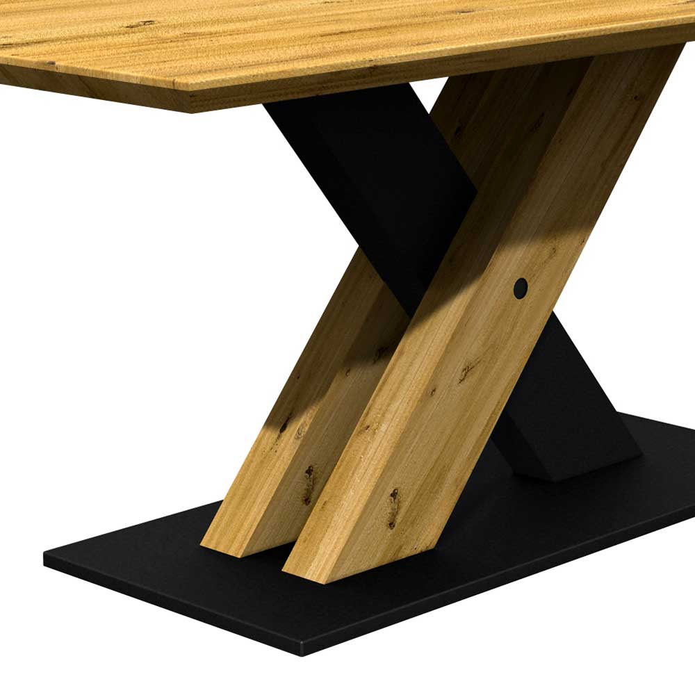 Designtisch mit Schweizer Kante aus Eiche massiv - Alexandro