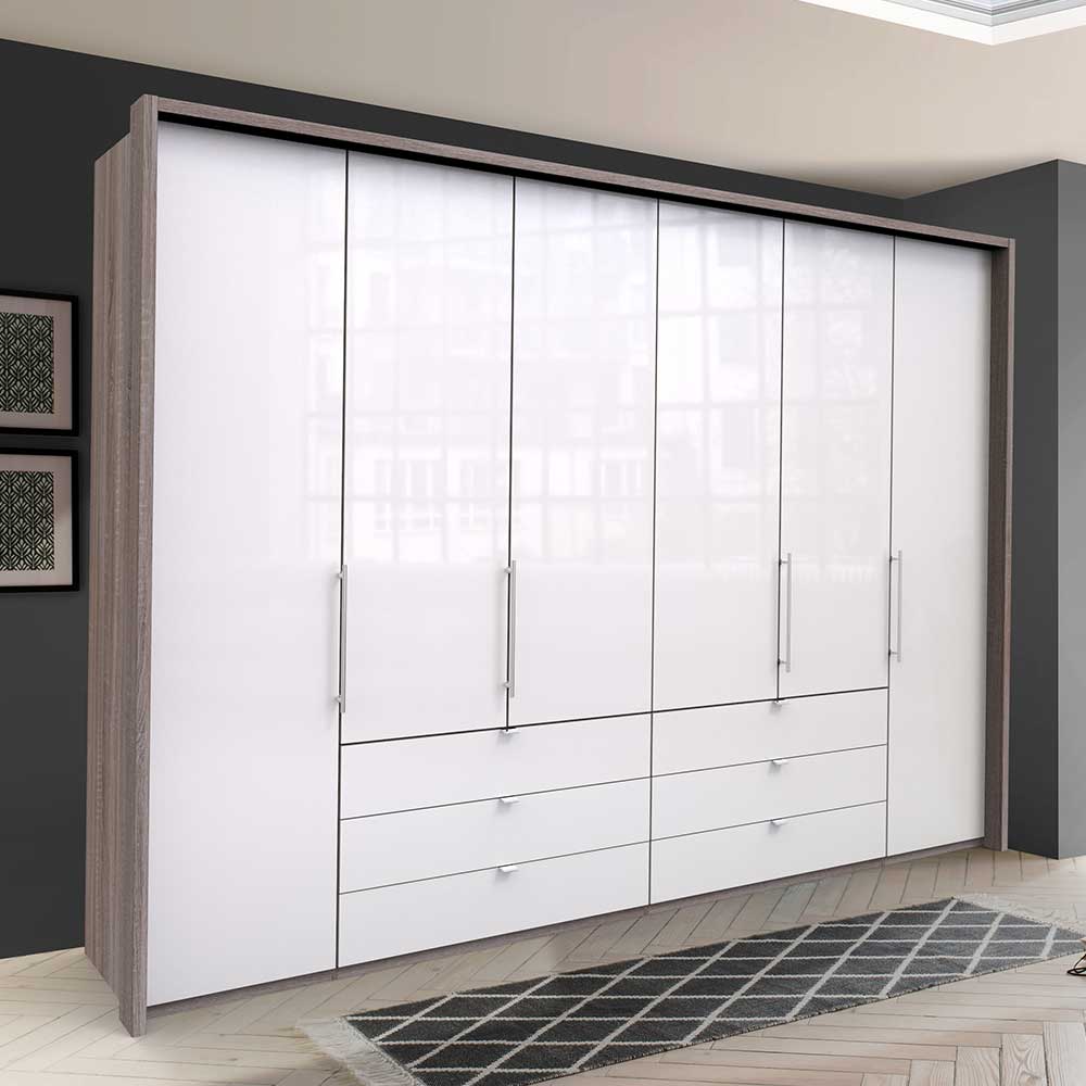 Schlafzimmerschrank glasbeschichtet in Weiß - Empresian I