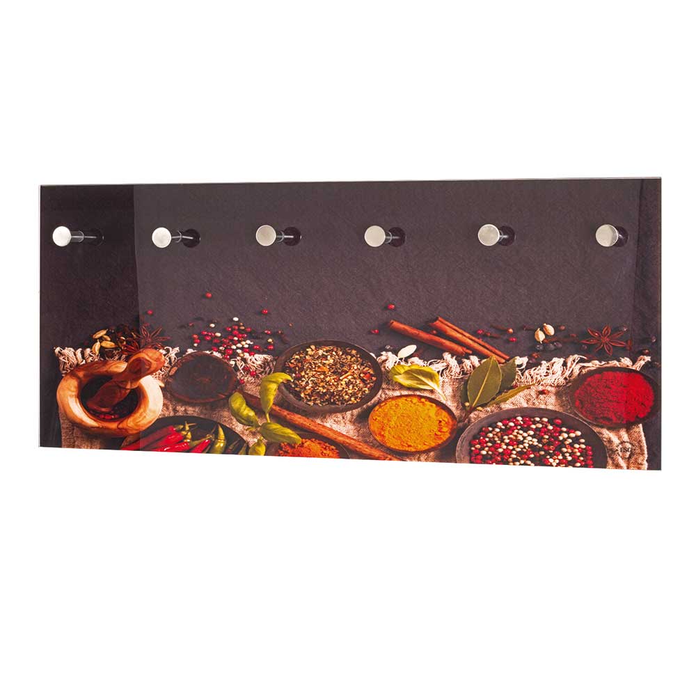 6 Haken Glasgarderobe mit Foto Druck - Aramova