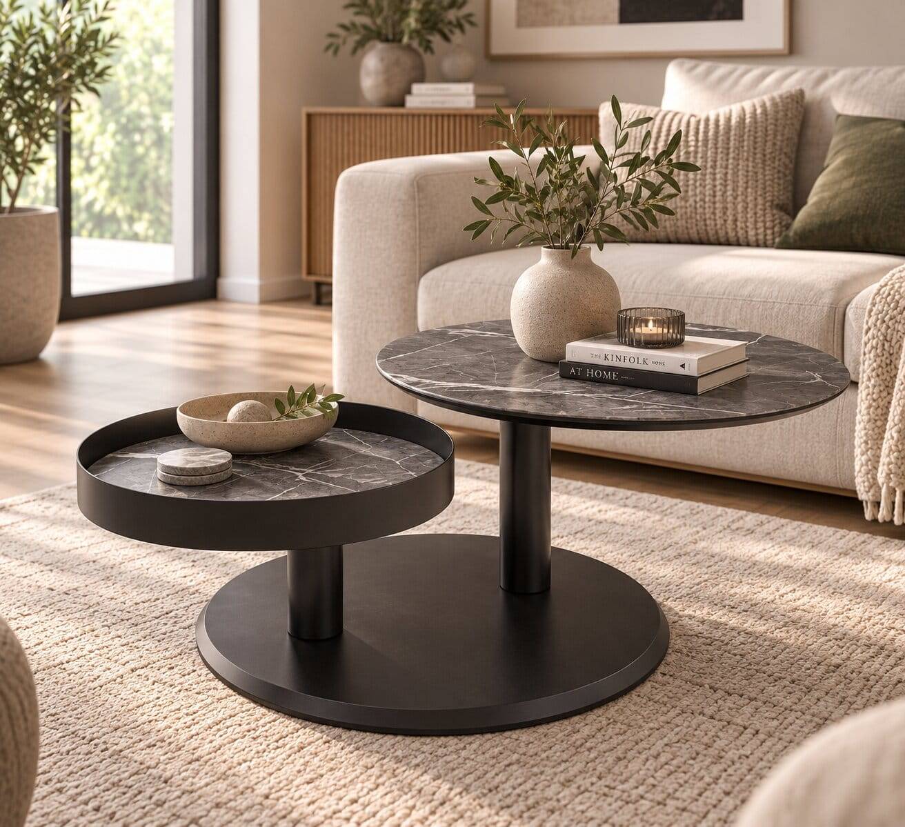 Couchtisch mit zwei Platten verdrehbar - Lachea