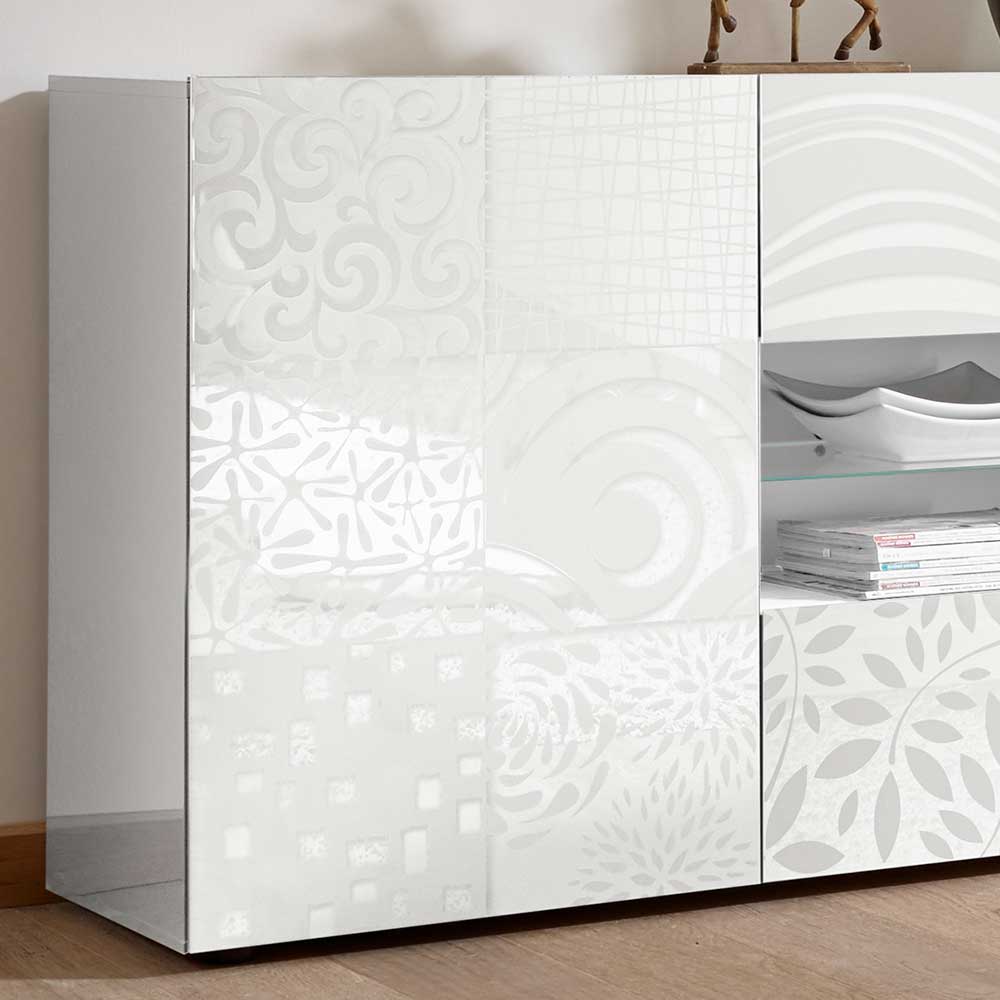 Weißes Hochglanz Sideboard 241 cm breit - Vascaub
