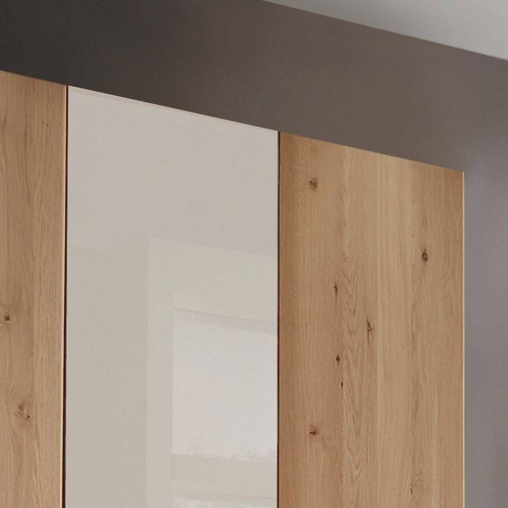 3-türiger Schlafzimmerschrank in Eiche Bianco - Nikoba