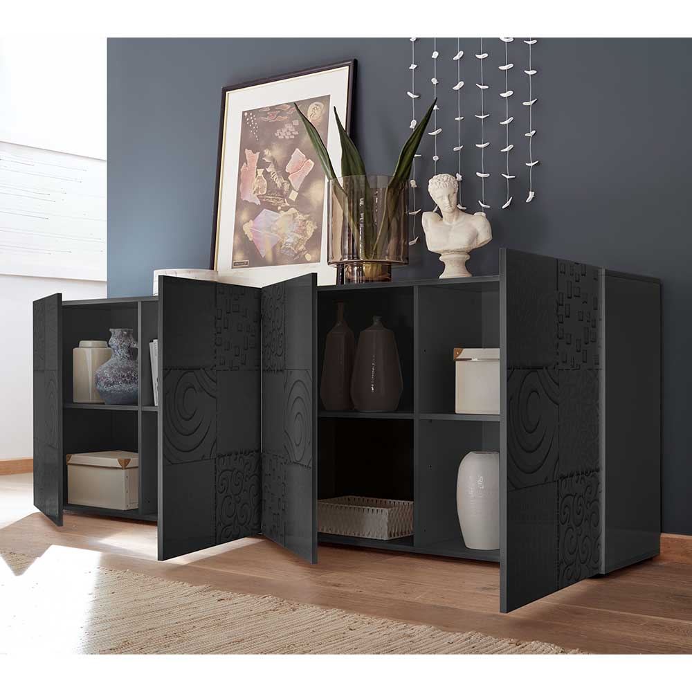 241x84x42 Hochglanz Sideboard in Anthrazit - Ipatal