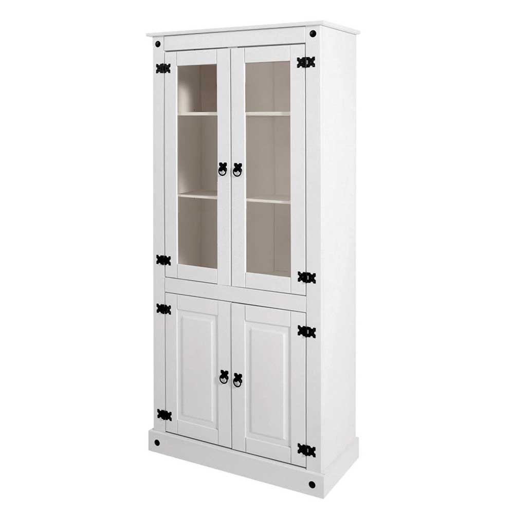 Weißer Vitrinenschrank aus Kiefer - Sergio