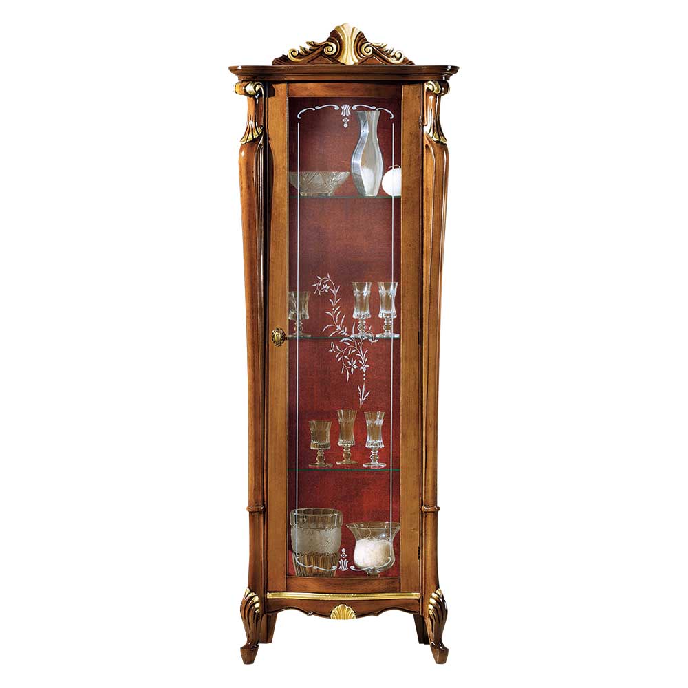 Italienische Vitrine in Nussbaum & Gold & Rot - Carlenna I