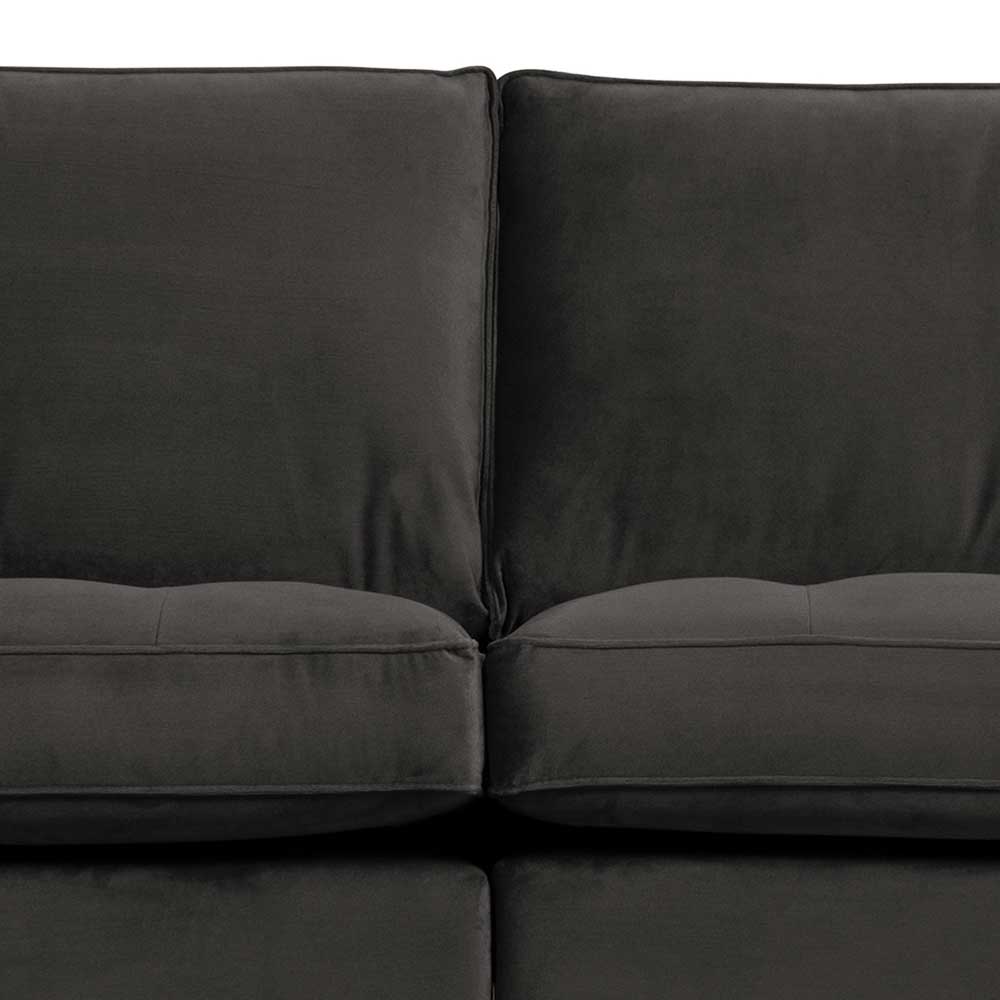 Dreier Sofa aus Samt in Dunkelgrau - Ertrego