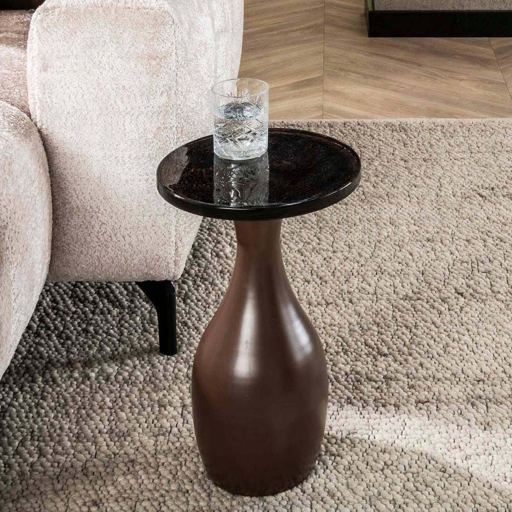 Design-Gussglas-Beistelltisch in Kupferfarben - Enphila