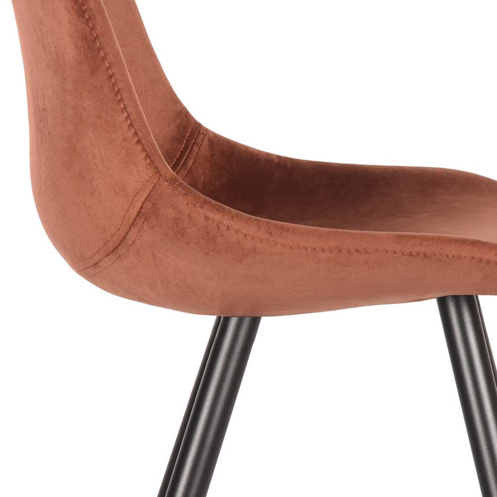 Scandi Chic Polsterstuhl in Rost Samt - Broncing (2er Set)