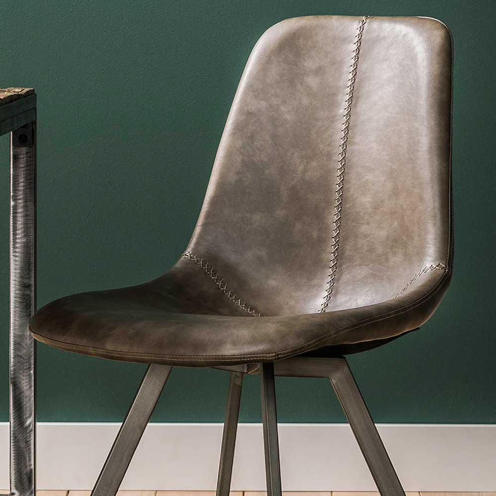 Kunstleder Schalenstühle in Taupe - Winary (4er Set)