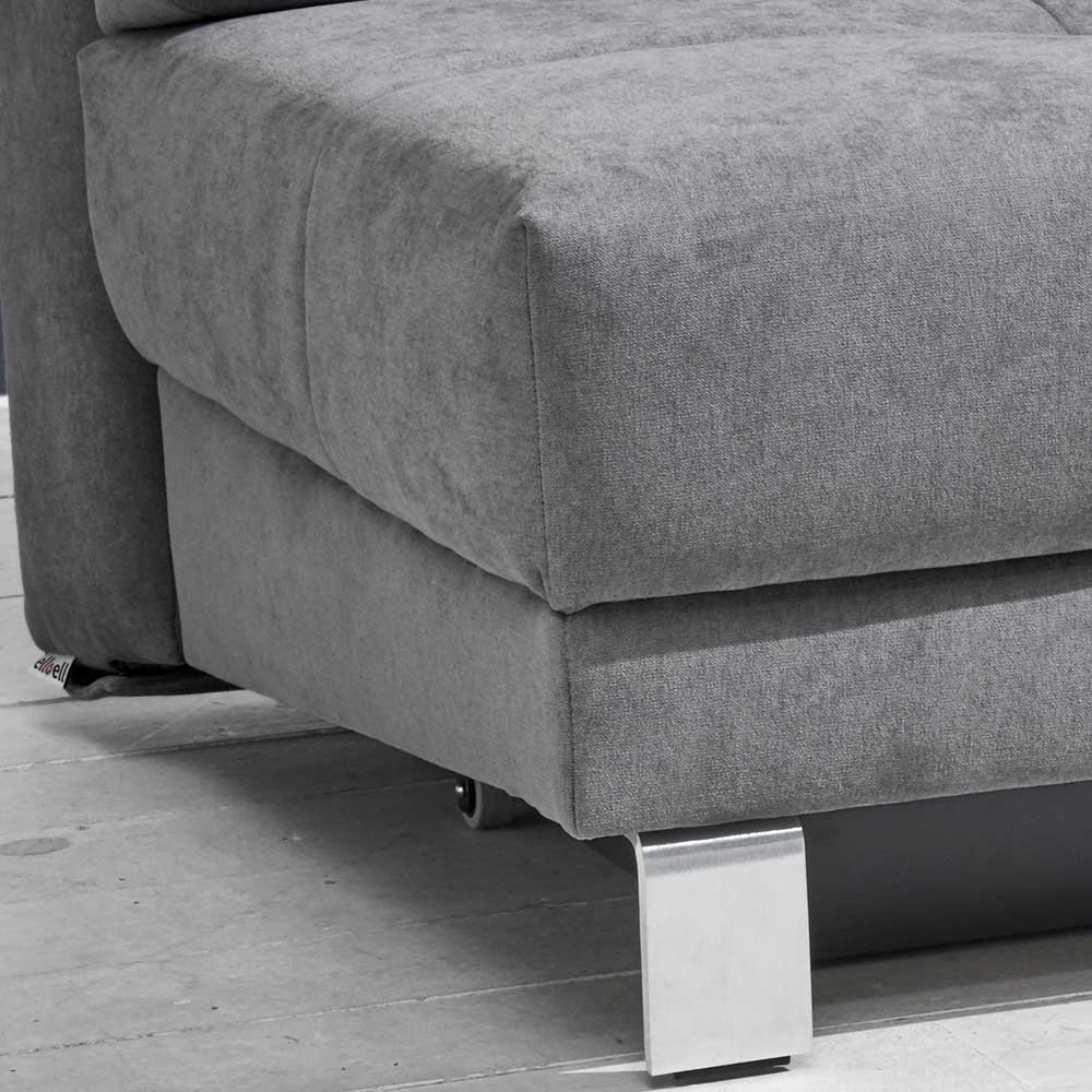 Moderne Ausziehcouch in Grau Microvelours - Samura