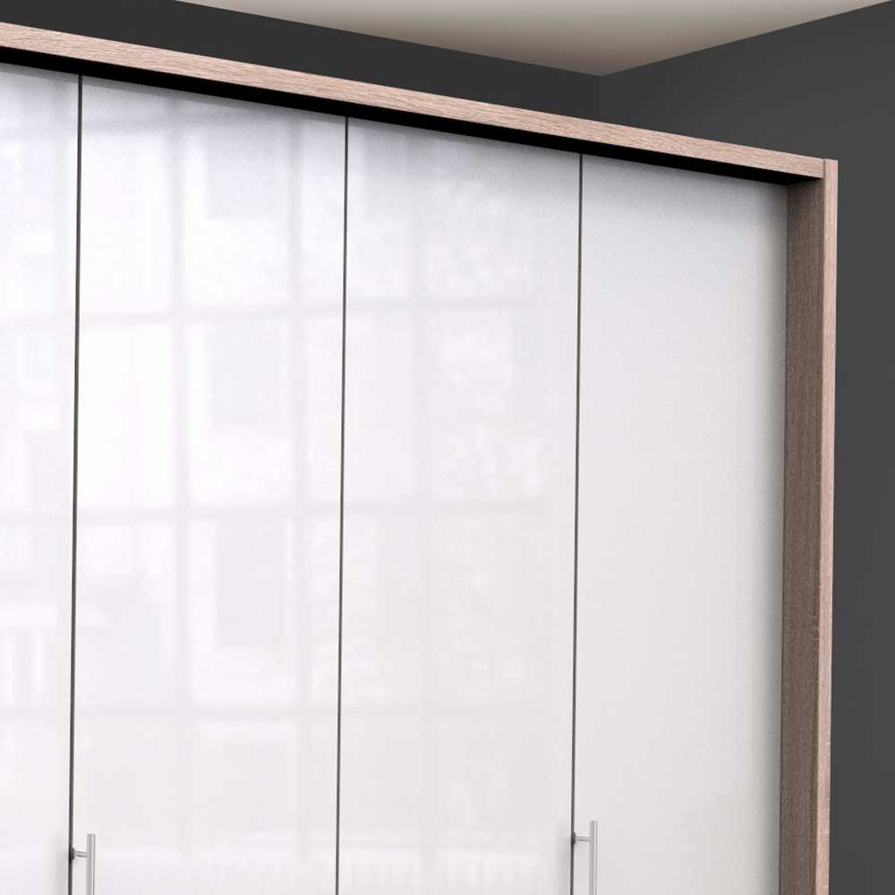 Gleittüren-Schrank mit Glasfront in Weiß - Bosays