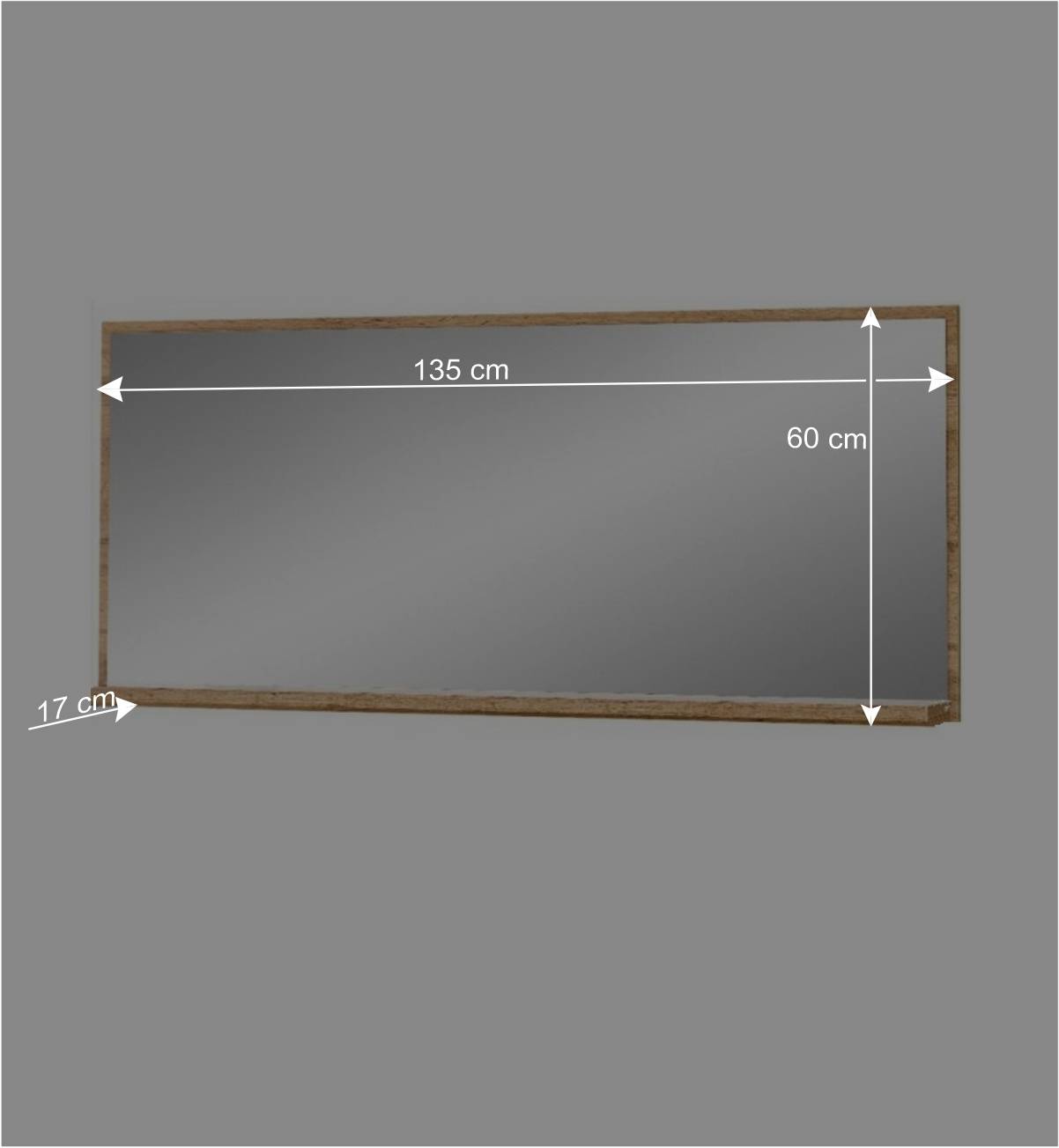 135cm breiter Wandspiegel mit Ablage - Lavine
