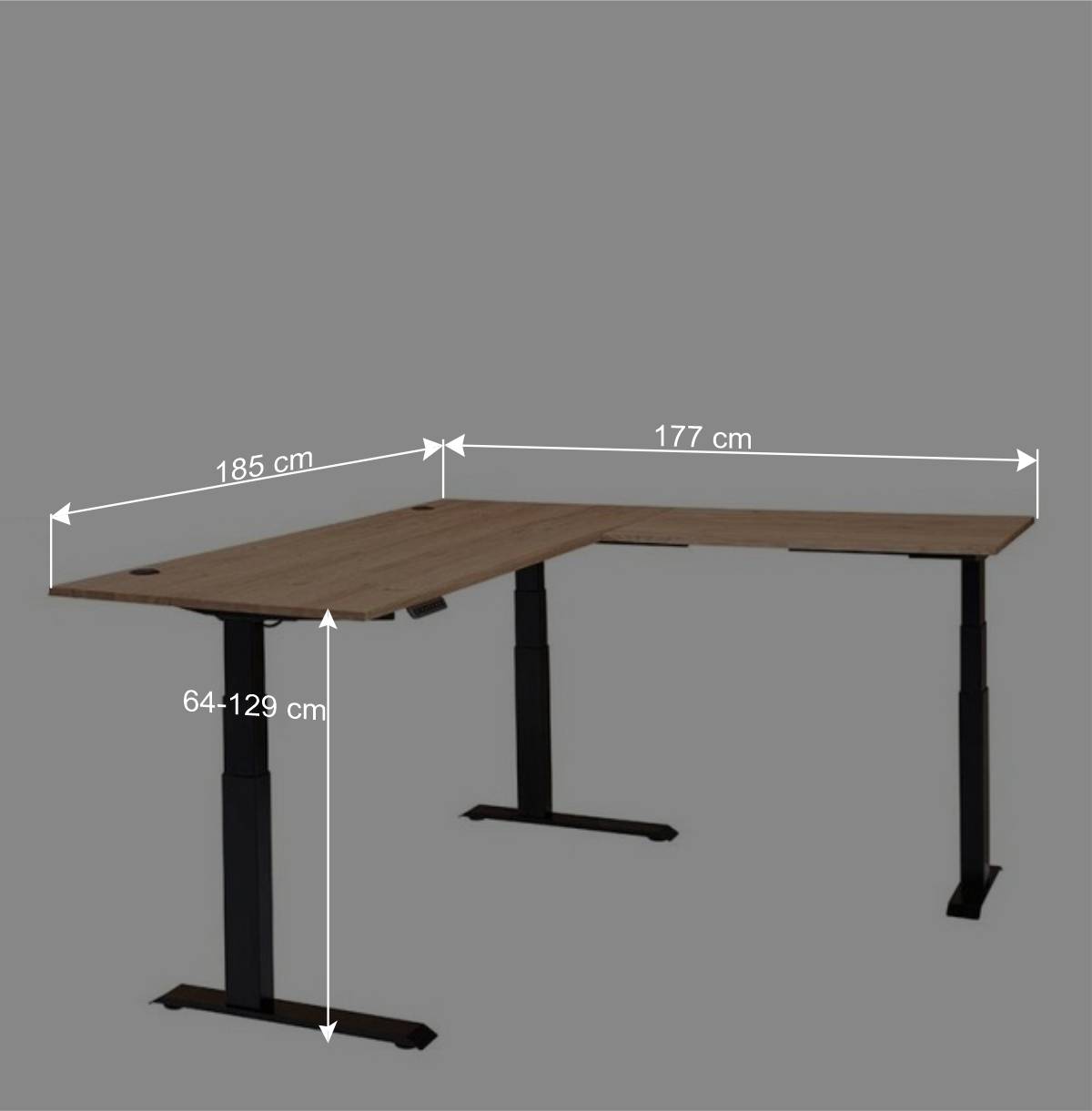 Elektrisch höhenverstellbarer Winkelschreibtisch modern - Emly