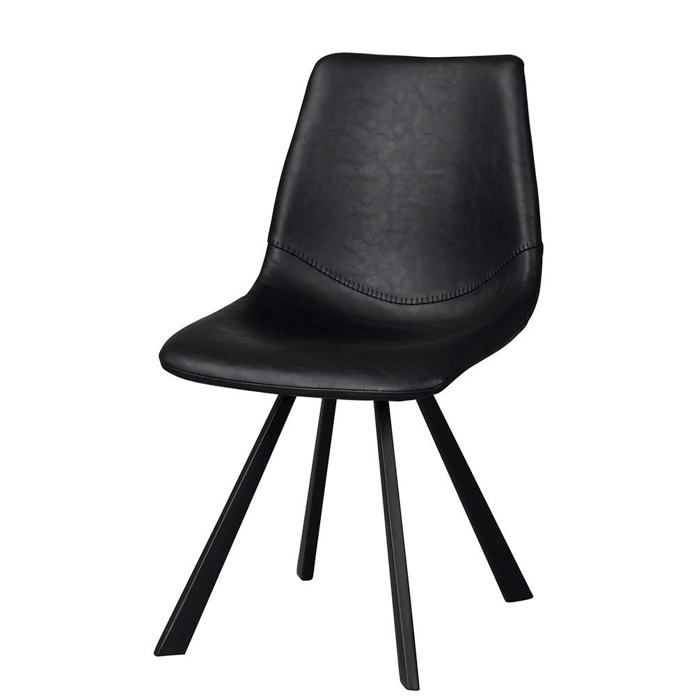 Esszimmer Schalenstuhl in Schwarz Merlin Kunstleder (2er Set)