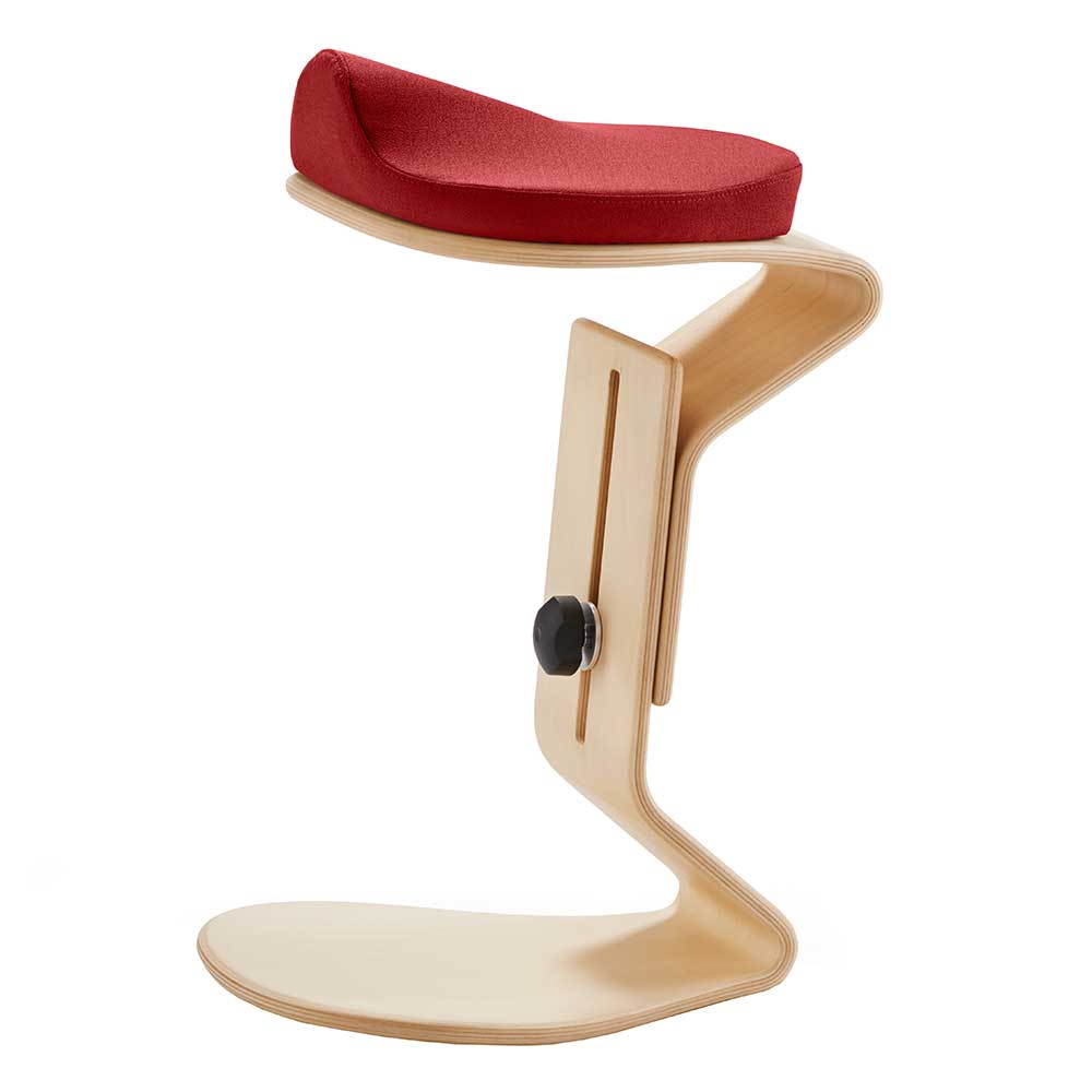 Schreibtisch Hocker in Rot Stoff - Cognac