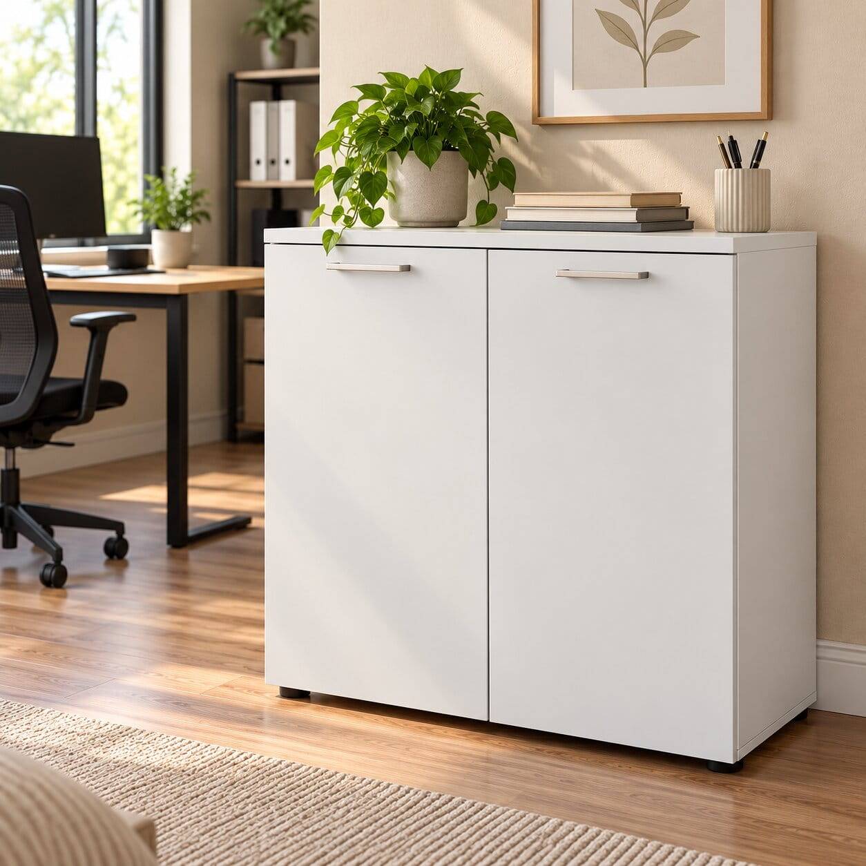 80x84x41 2-türiger Officeschrank in Lichtgrau - Bowsla