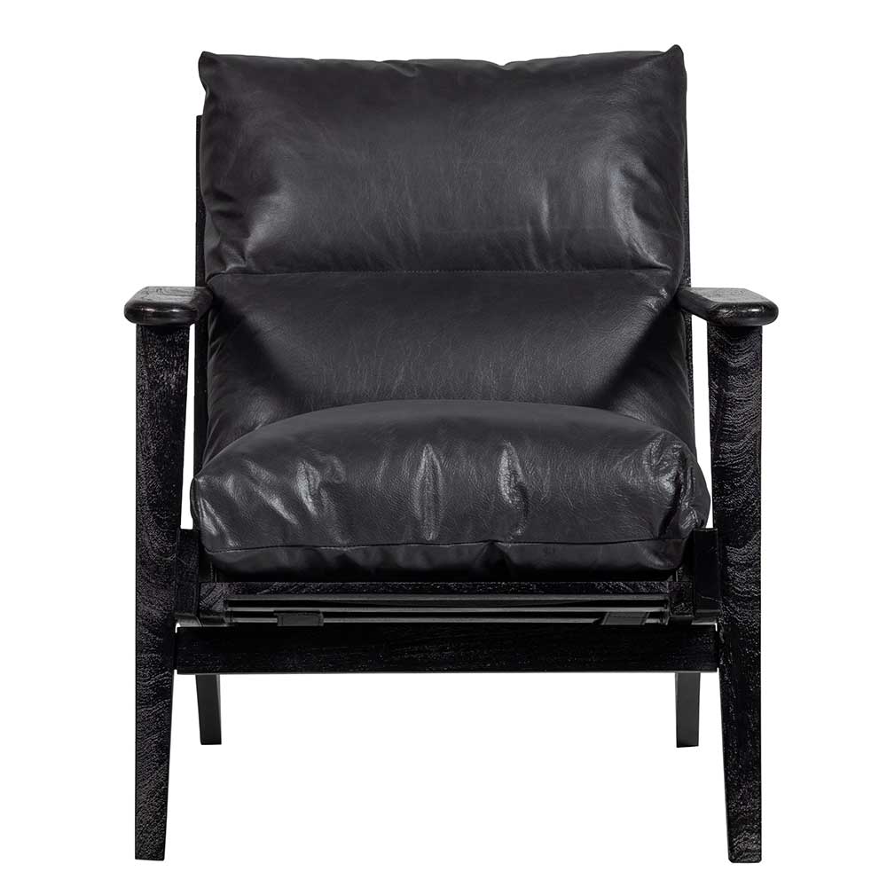 Retro Ledersessel in Schwarz - Monice