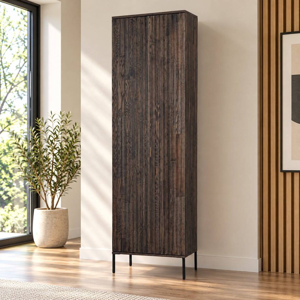 Wohnzimmer Schrank in Esche Dunkel & Schwarz - Eyes