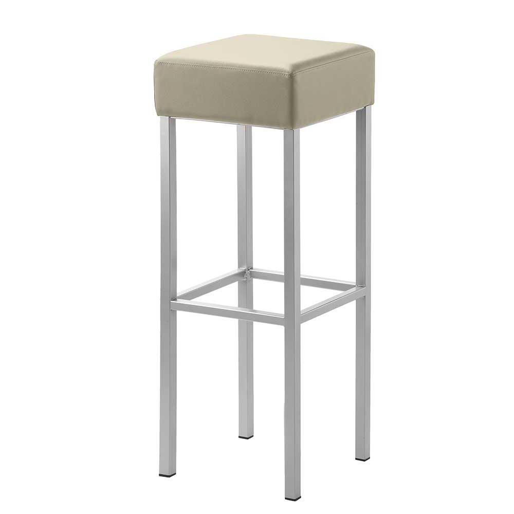 Quadrat Barhocker in Taupe & Silber - Guisa