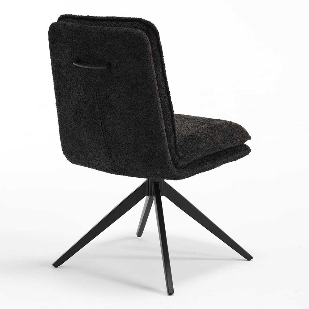 Dunkler Polsterstuhl in Anthrazit Boucle - Queen (2er Set)