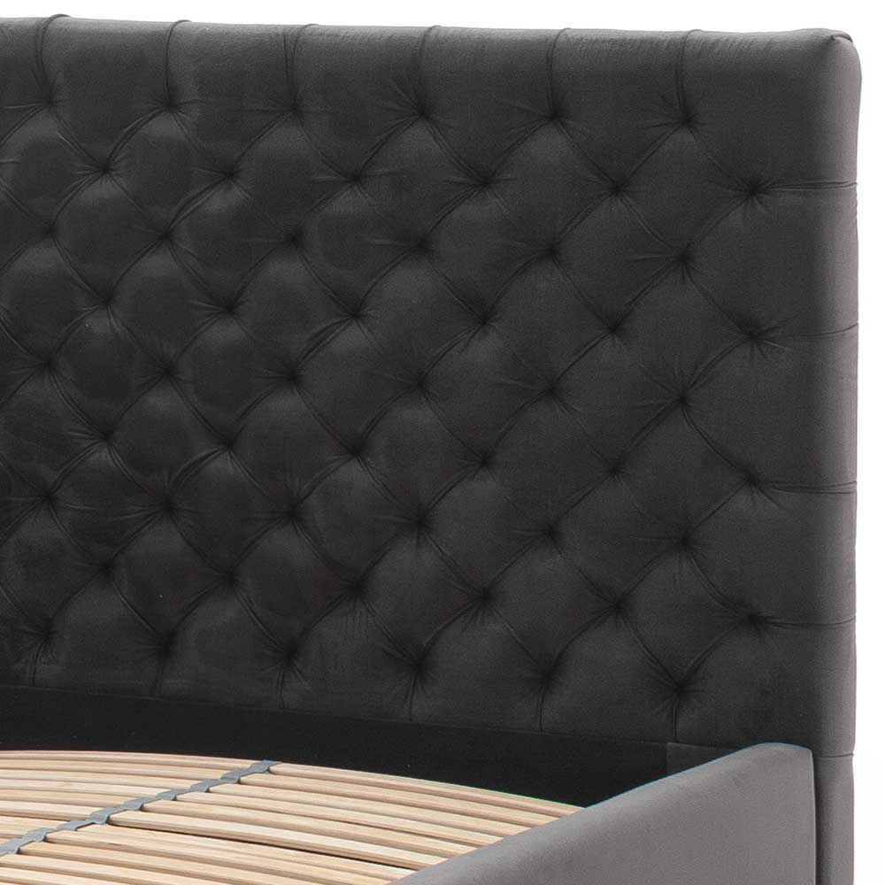 Samt Polsterbett mit Chesterfield Kopfteil - Badehma