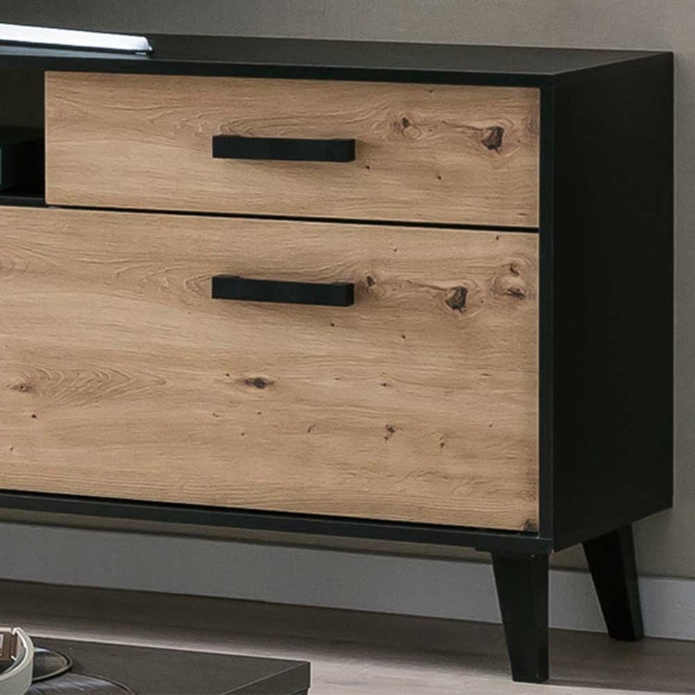 TV Unterschrank in Wildeiche NB & Schwarz - Paniera