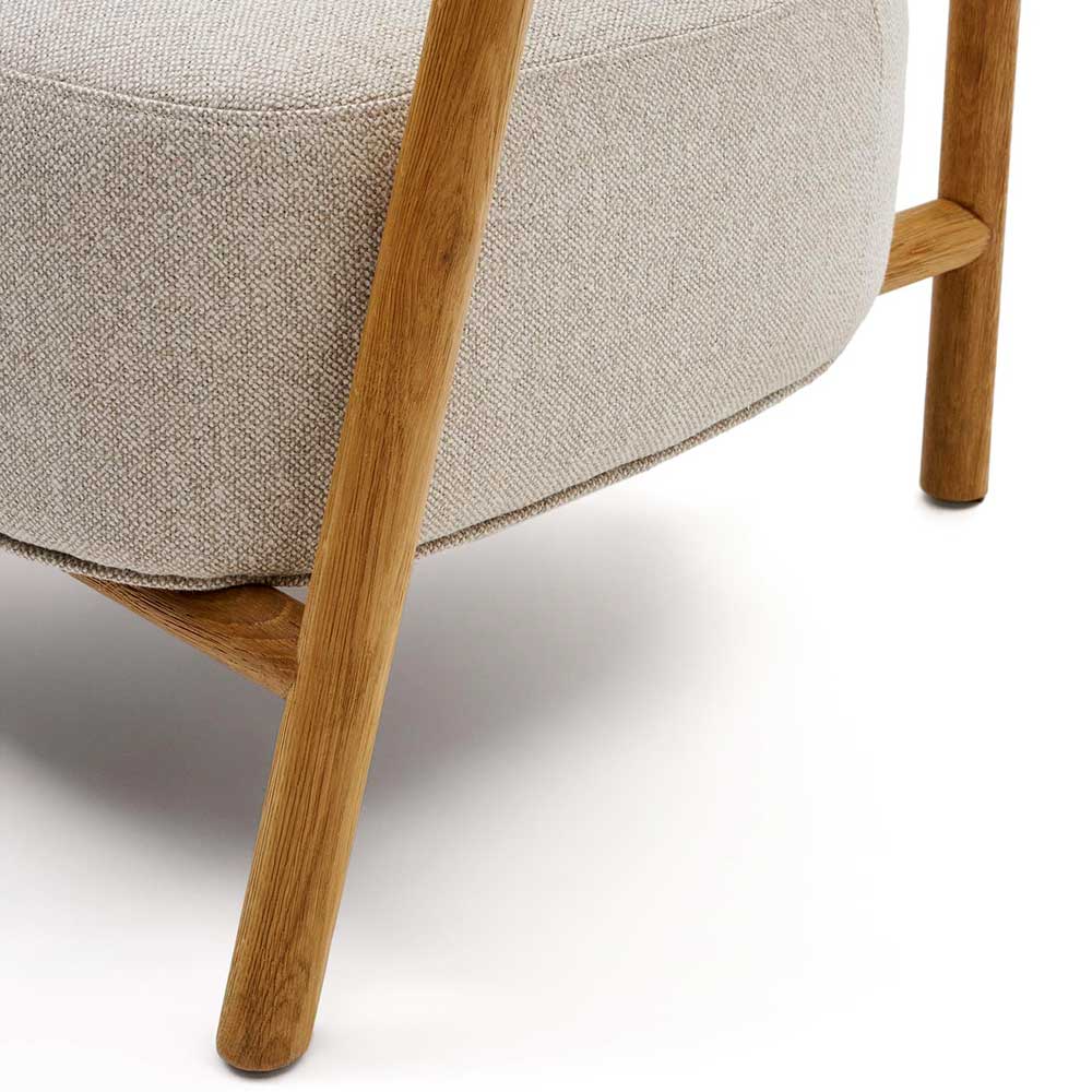 Skandi Design Sessel aus Chenille und Massivholz - Yilton
