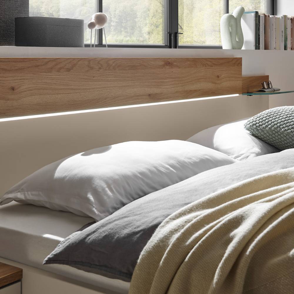 Bett und Nachtkonsolen Set - Castagno (dreiteilig)