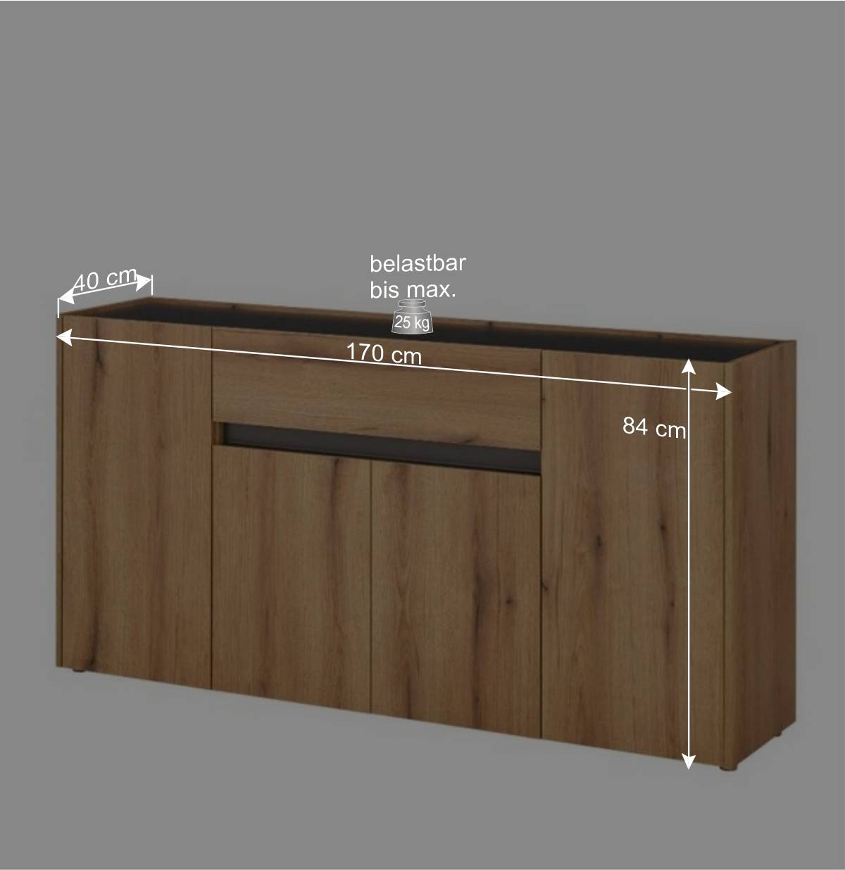 Sideboard in Wildeiche Optik und Anthrazit - Colomania