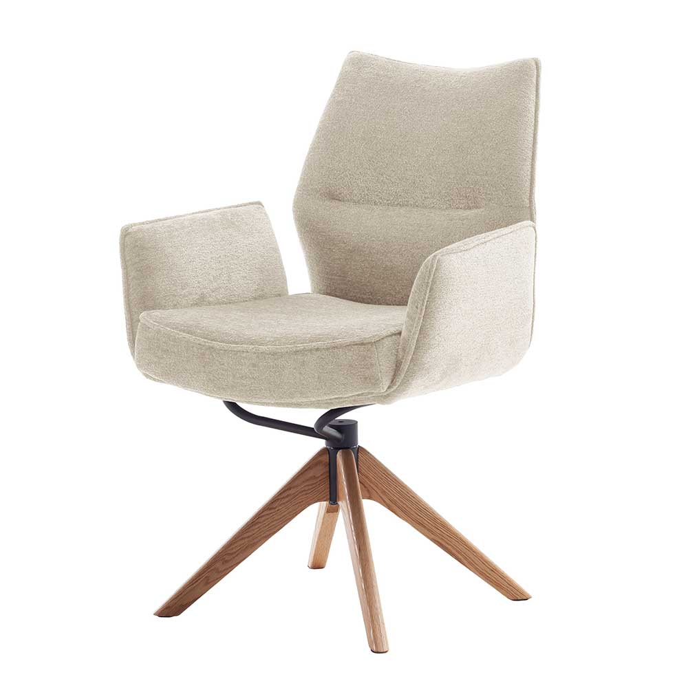 Taschenfederkern-Tischsessel in Creme - Matthis (2er Set)