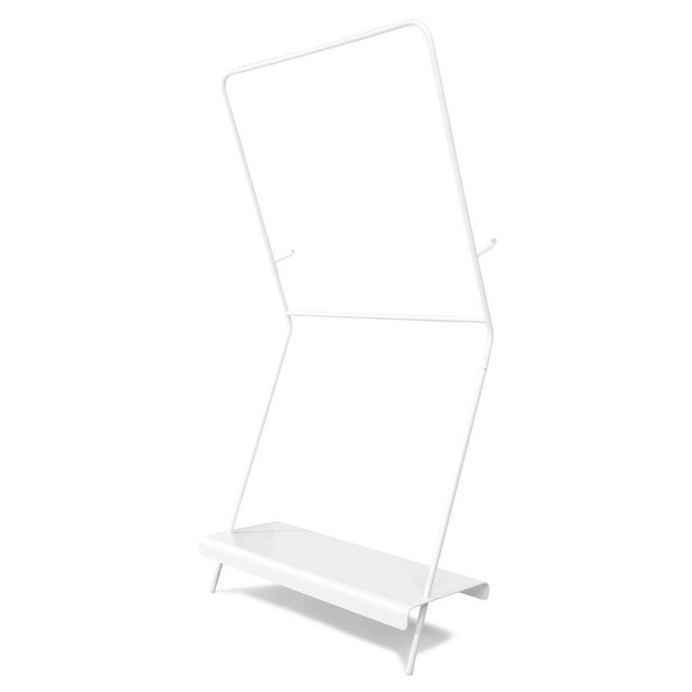 Weiße pulverbeschichtete Garderobe aus Stahl mit minimalistischem Design für den Flur – Jandris