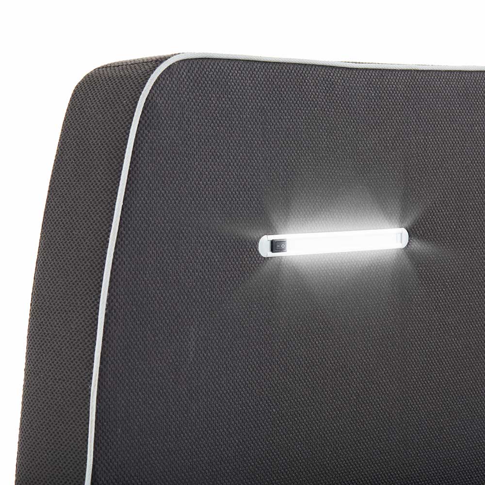 LED Boxspringbett in Dunkelgrau Stoff - Rumanticus