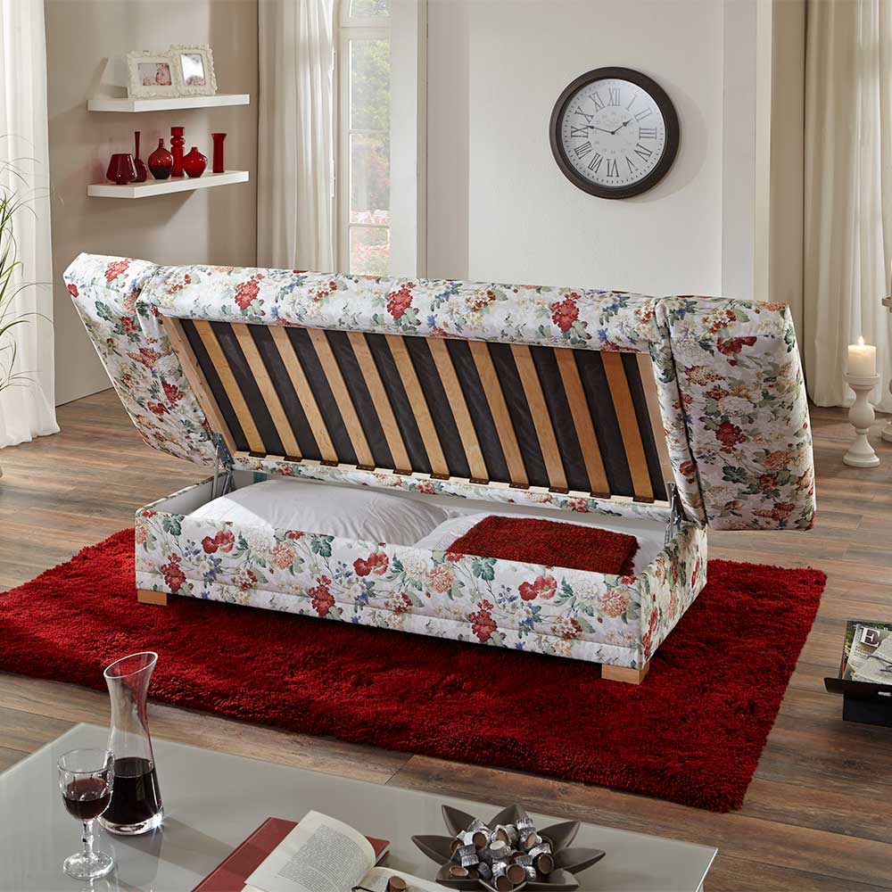 176x84x86 Landhaus Schlafsofa mit Blumen - Daniele